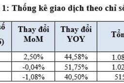Chỉ có chỉ số VNIndex duy trì đà tăng điểm trên HOSE trong tháng 1/2026