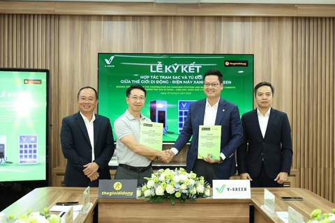 Thế Giới Di Động và V-Green bắt tay triển khai hơn 2.000 trạm sạc và tủ đổi pin xe điện