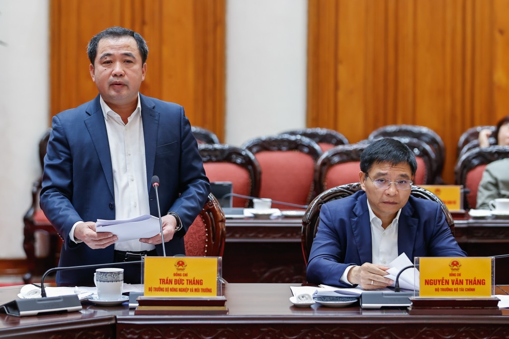 Bộ trưởng Bộ Nông nghiệp và Môi trường Trần Đức Thắng phát biểu - Ảnh: VGP/Nhật Bắc