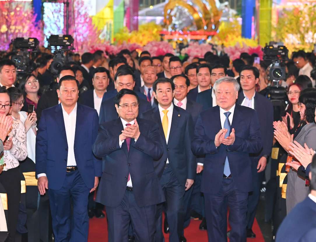 Thủ tướng Chính phủ Phạm Minh Chính tham dự Lễ Bế mạc Hội chợ Mùa Xuân lần thứ nhất năm 2026. Ảnh: Thạch Lam