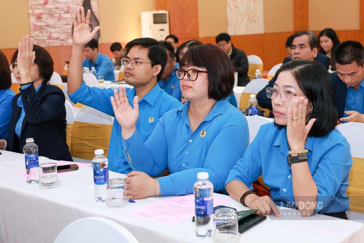 Các đại biểu tham gia Hội nghị lần thứ IX Ban Chấp hành Tổng LĐLĐVN (khóa XIII). Ảnh: Hải Nguyễn