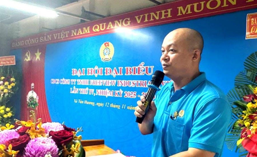 Ông Lê Võ Hữu Hạnh - Chủ tịch Công đoàn cơ sở Công ty TNHH Freeview Industrial. Ảnh: Thanh Mai