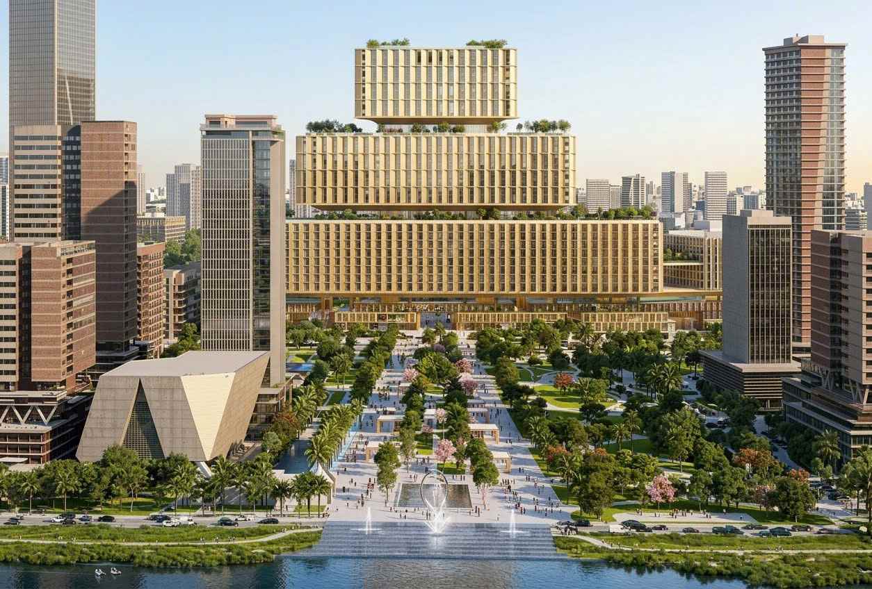 Phối cảnh Quảng trường và Trung tâm hành chính ở Thủ Thiêm. Ảnh: Nhà đầu tư