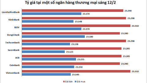 Tỷ giá ngày 12/2: Giảm nhẹ