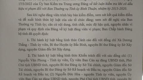 Bình Thuận: Tiếp tục kỷ luật hàng loạt lãnh đạo liên quan sai phạm đất đai