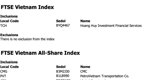 Cổ phiếu Tài chính Hoàng Huy (TCH) của ông Đỗ Hữu Hạ chính thức lọt rổ FTSE Vietnam ETF trong kỳ cơ cấu tháng 6