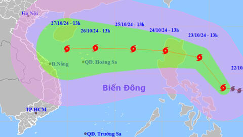 Bão Tami sẽ giật cấp 14, sóng biển cao 6-8 m, hướng vào Việt Nam