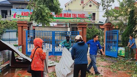 Hải Dương: Hậu cơn bão Yagi, 77 trường mầm non cho trẻ nghỉ học