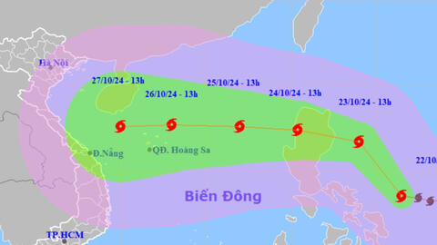 Bão Tami sẽ giật cấp 14, sóng biển cao 6-8 m, hướng vào Việt Nam