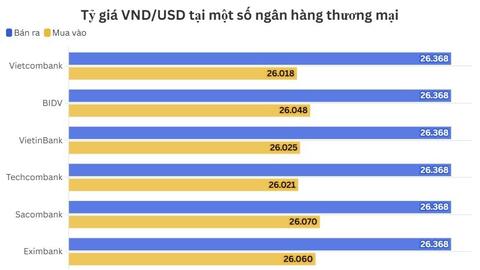 Ngày 26/1: Tỷ giá trung tâm giảm 12 đồng