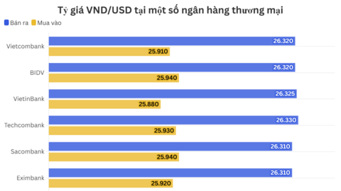 Ngày 12/8: Tỷ giá trung tâm tăng 23 đồng
