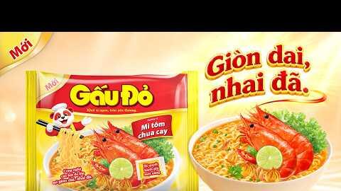 MÌ GẤU ĐỎ TÔM CHUA CAY - CÔNG NGHỆ CÁN BỘT ĐA LỚP, SỢI GIÒN DAI NHAI ĐÃ - 15s