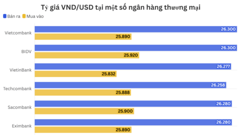 Ngày 26/8: Tỷ giá trung tâm giảm