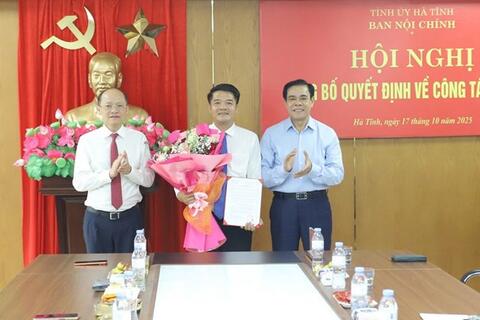 Ông Trần Nhật Tân làm Trưởng Ban Nội chính tỉnh Hà Tĩnh