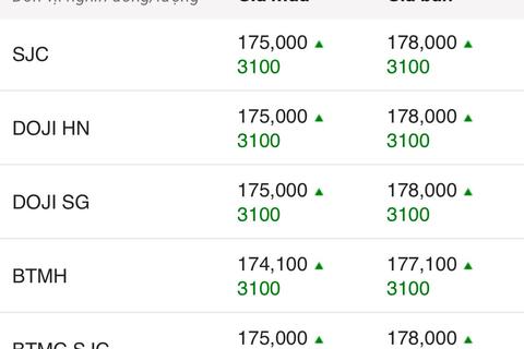 Ngày 1/4: Giá vàng trong nước tăng hơn 3 triệu đồng/lượng