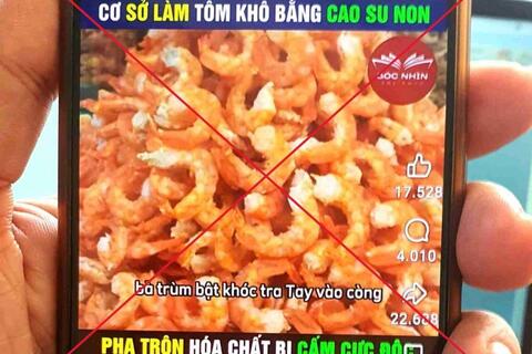 Cà Mau yêu cầu xử lý người phát tán tin đồn làm tôm khô bằng cao su non
