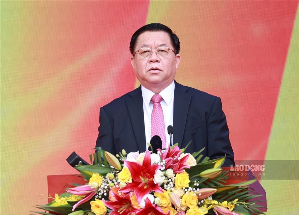 Bí thư Trung ương Đảng, Trưởng Ban Tuyên giáo Trung ương Nguyễn Trọng Nghĩa phát biểu tại lễ khai mạc. Ảnh: Hải Nguyễn