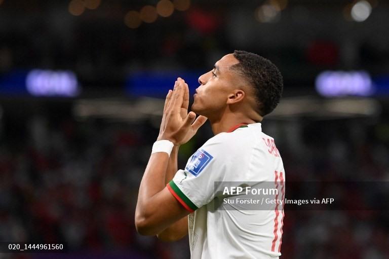 Tình huống Maroc mở tỉ số trận đấu. Ảnh: AFP