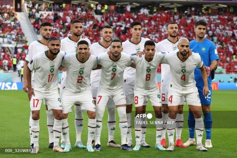 Đội hình ra sân Maroc. Ảnh: AFP