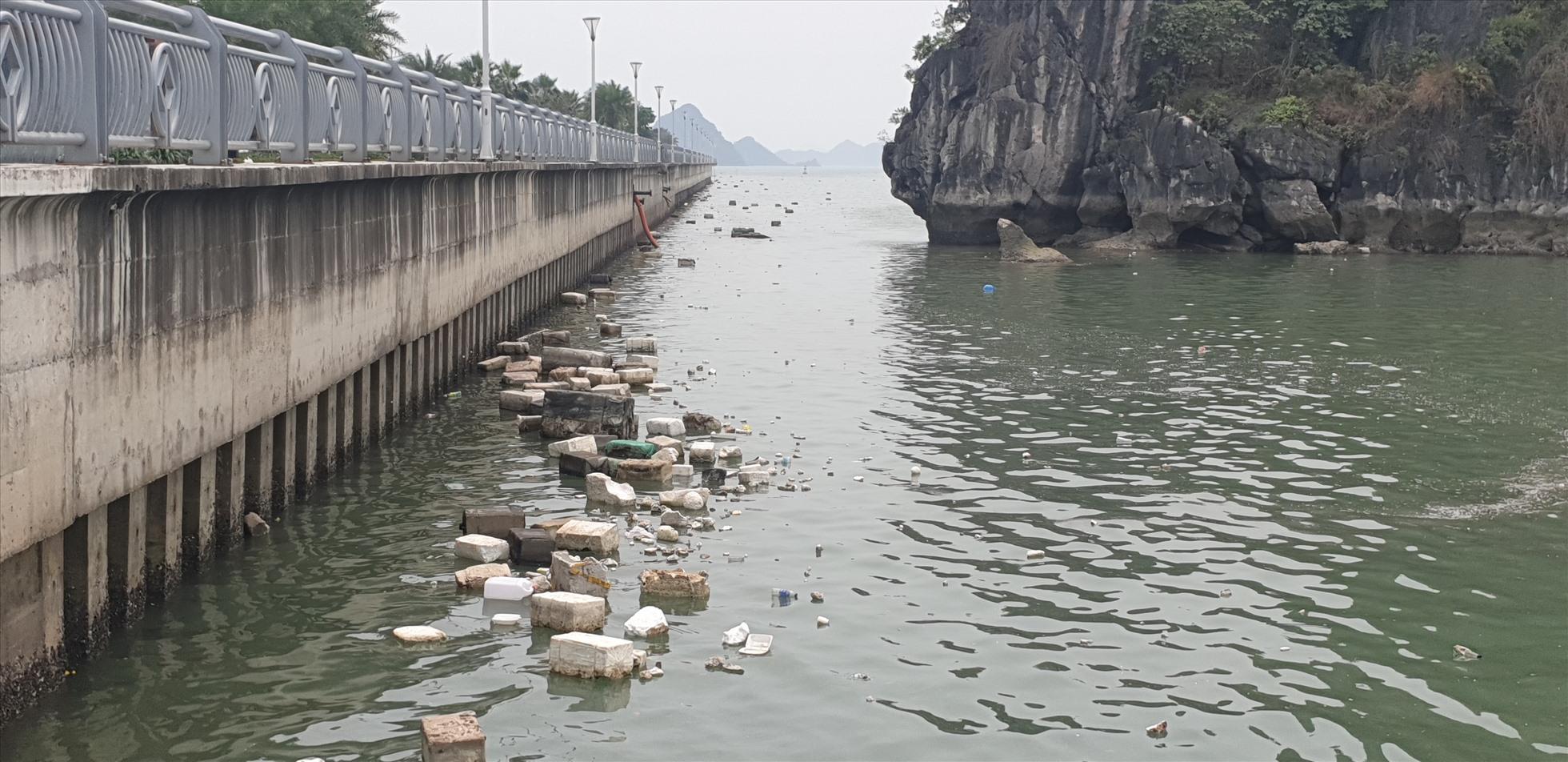 Phao xốp trôi dày đặc bên đường ven biển đẹp nhất Hạ Long