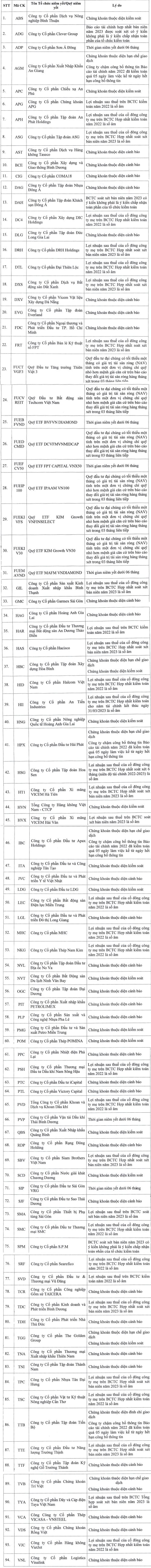 HoSE tiếp tục cắt margin hàng loạt cổ phiếu do lỗ bán niên, danh sách không được giao dịch ký quỹ tổng cộng 94 mã - Ảnh 1.