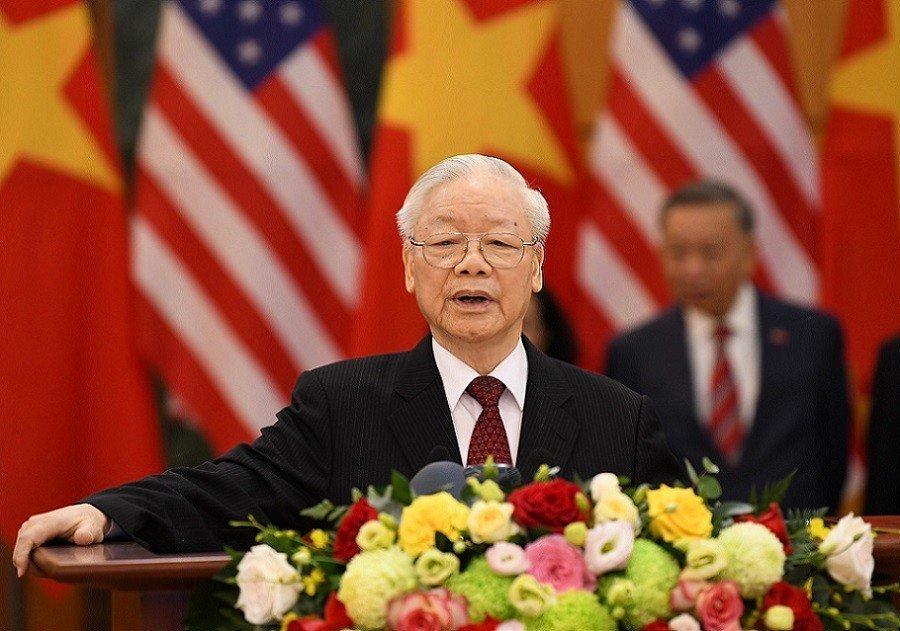 Tổng Bí thư Nguyễn Phú Trọng phát biểu trong cuộc gặp gỡ báo giới sau hội đàm. Ảnh: Hải Nguyễn