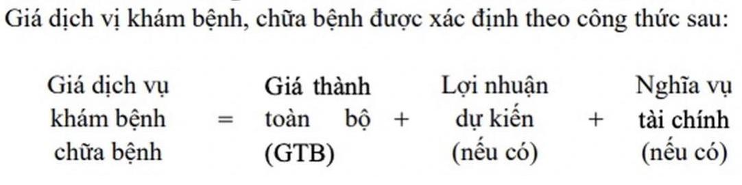 Công thức tính giá dịch vụ khám bệnh, chữa bệnh được quy định trong dự thảo thông tư. Ảnh: PV chụp màn hình