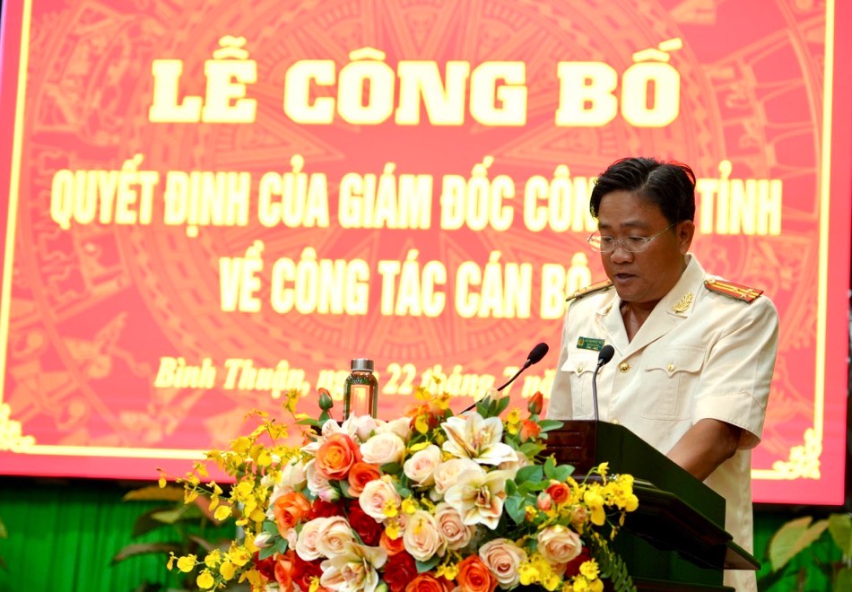 Thượng tá Nguyễn Quyết Nghị, Trưởng phòng cảnh sát điều tra tội phạm về ma túy, được luân chuyển làm Trưởng Công an huyện Tuy Phong. Ảnh: Công an Bình Thuận