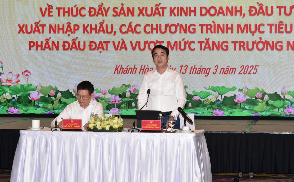 Bí thư Tỉnh ủy Khánh Hòa Nghiêm Xuân Thành phát biểu tại buổi làm việc - Ảnh: VGP/Trần Mạnh