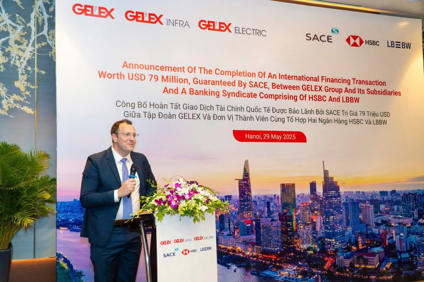 Ông Stefan Rethmeier, Giám đốc bộ phận Khách hàng Doanh nghiệp và Tín dụng Xuất khẩu LBBW Singapore phát biểu tại Lễ Công bố. 