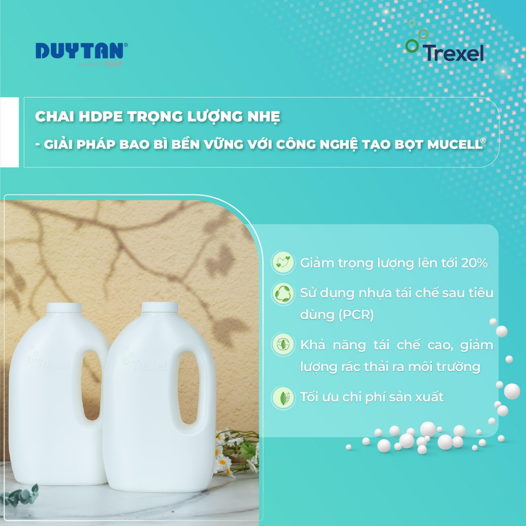 Nhựa Duy Tân ra mắt chai nhẹ tái chế ứng dụng công nghệ MuCell, giúp giảm nhựa và tối ưu chi phí
