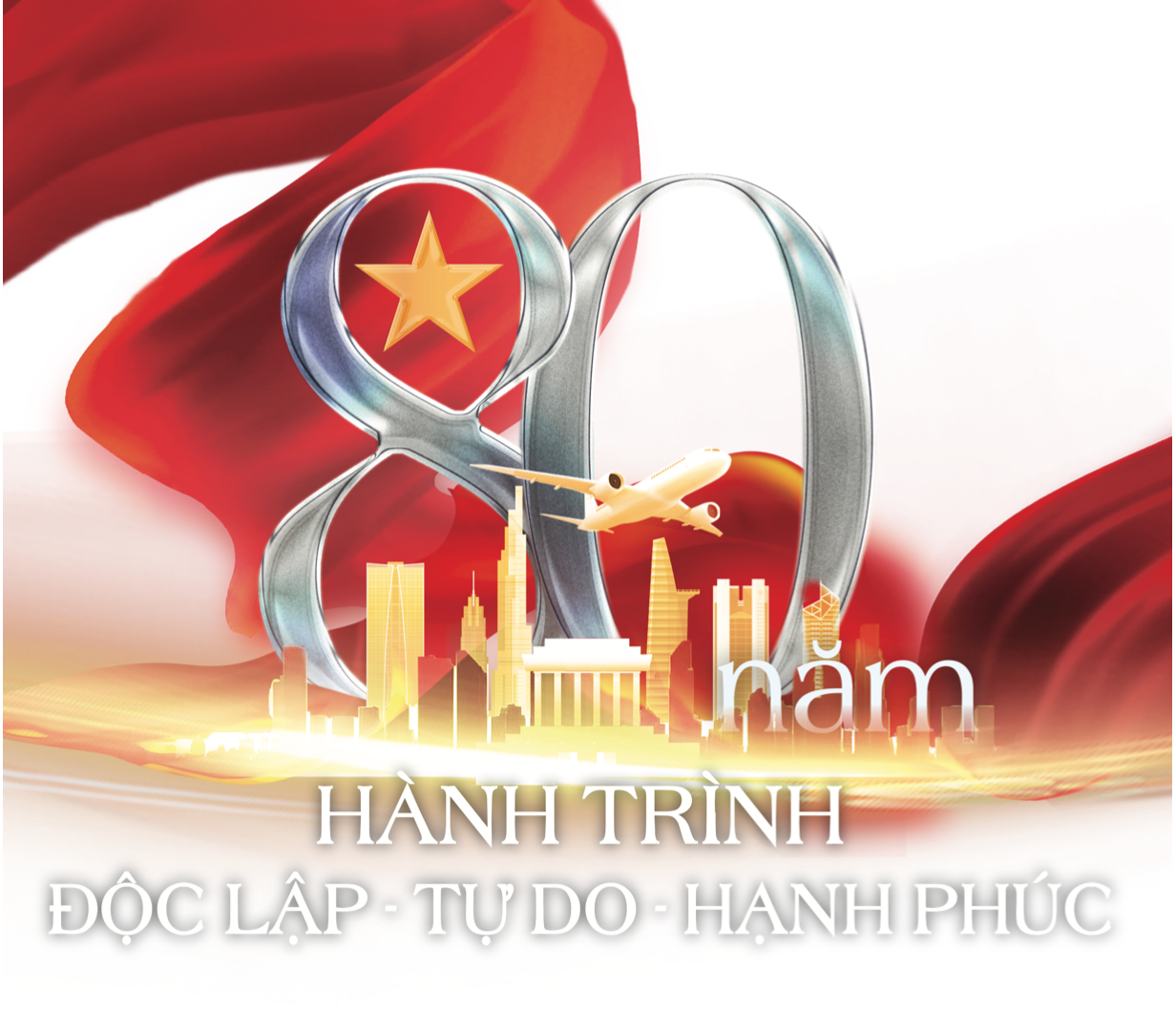 Mẫu logo tuyên truyền Triển lãm Thành tựu Đất nước 80 năm Ngày Quốc khánh.