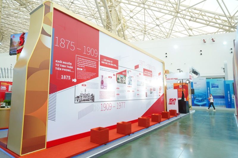 Bức tường di sản với những cột mốc đáng nhớ trên chặng đường 150 năm kế thừa và phát triển của SABECO. Ảnh: SABECO