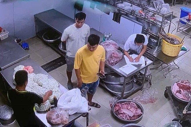 Khu vực bếp ăn Trường Tiểu học Cự Khê (xã Thanh Oai, Hà Nội). Ảnh: Nhà trường cung cấp