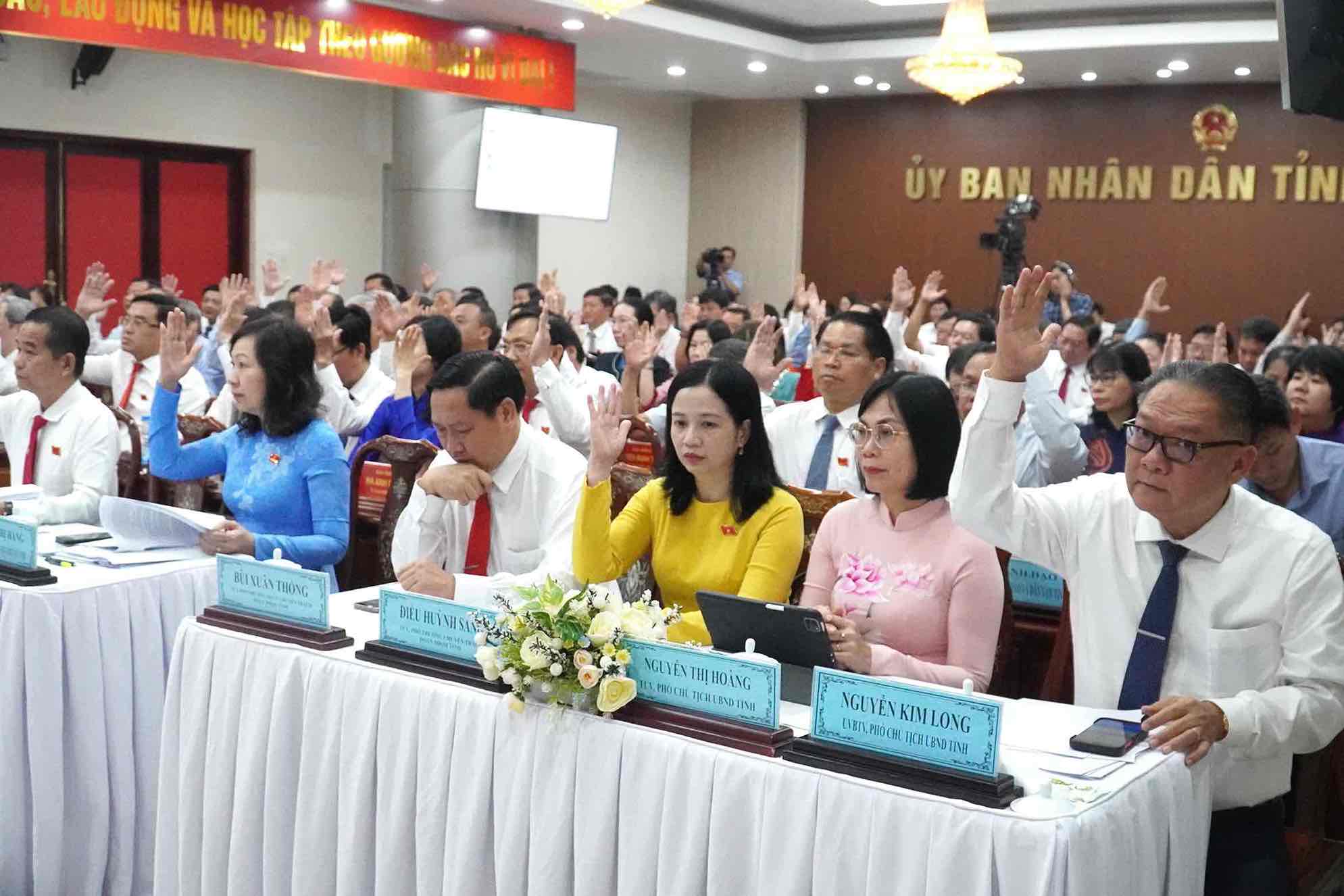 Các đại biểu HĐND tỉnh biểu quyết thông qua các nội dung quan trọng tại kỳ họp. Ảnh: HAC