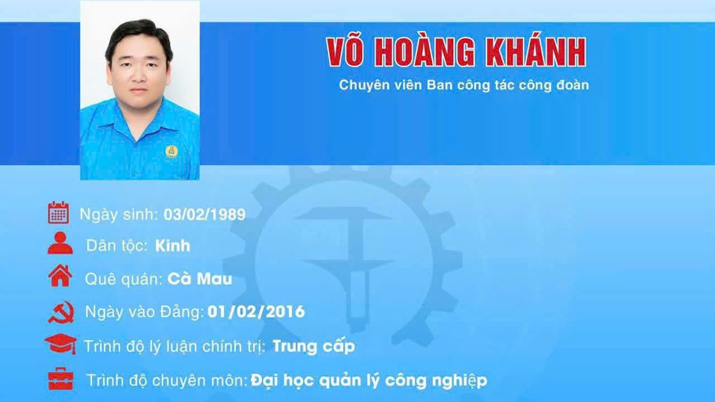 Đồng chí Võ Hoàng Khánh. Ảnh: Công đoàn Cần Thơ