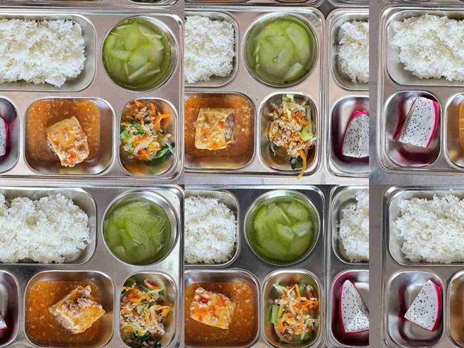 Hình ảnh thực tế suất ăn Trường Tiểu học Quốc tế (tỉnh Đắk Lắk) cung cấp sau khi có thông tin về việc một số phụ huynh phản ánh gây hiểu lầm. Ảnh: Nhà trường cung cấp