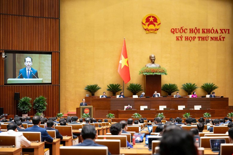 Phiên họp của Quốc hội sáng 24.4. Ảnh: Media Quốc hội