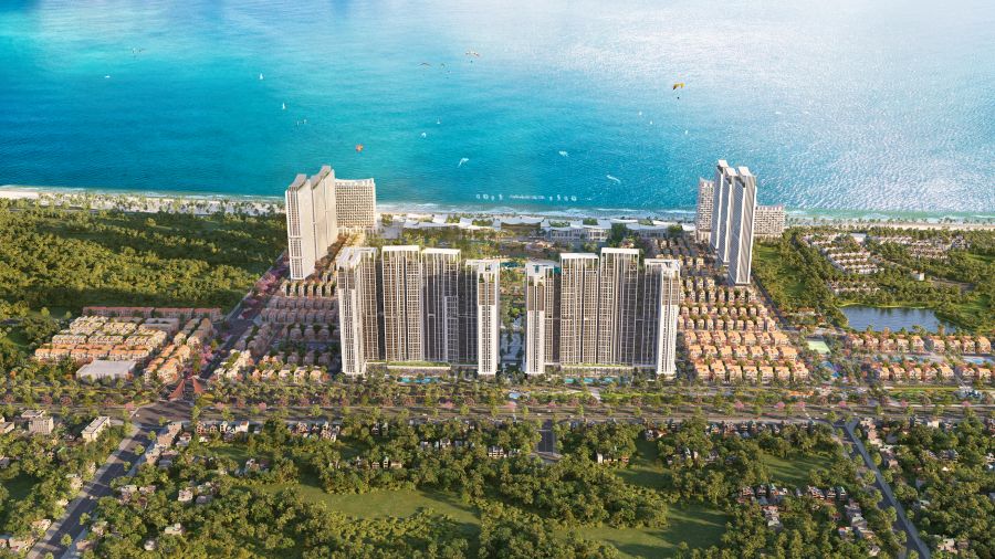 Tổ hợp căn hộ Beacon Tower sở hữu vị trí “tựa phố hướng hải”. Ảnh phối cảnh: Sun Property