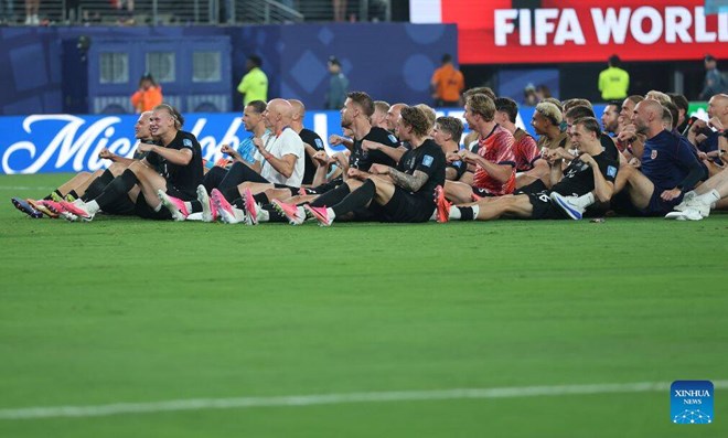 Màn ăn mừng độc đáo của tuyển Na Uy tại World Cup 2026.  Ảnh: Xinhua