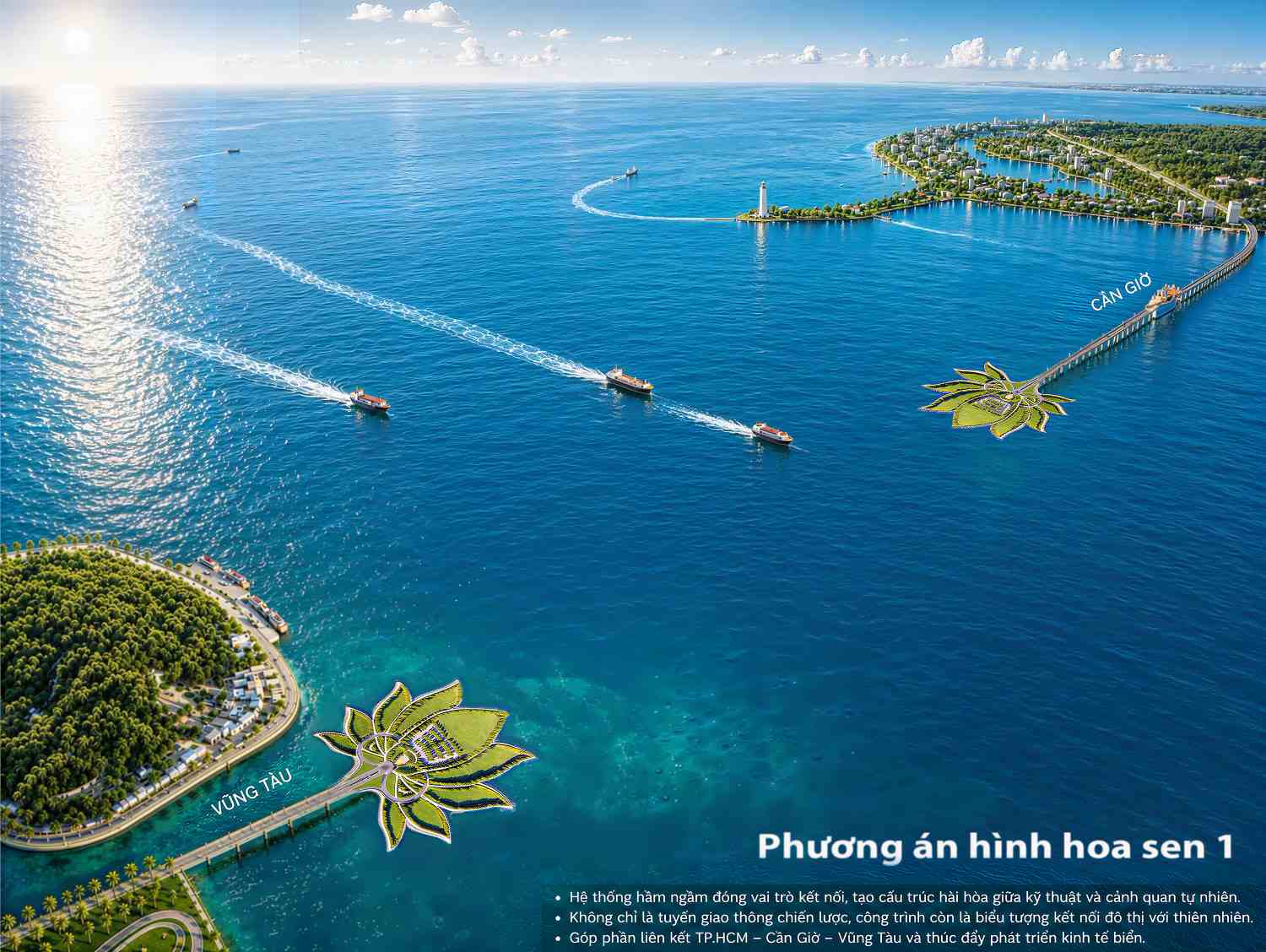 Phối cảnh đường vượt biển Cần Giờ - Vũng Tàu.  Ảnh: Nhà đầu tư