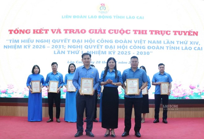 Lào Cai trao giải Cuộc thi tìm hiểu Nghị quyết Đại hội Công đoàn