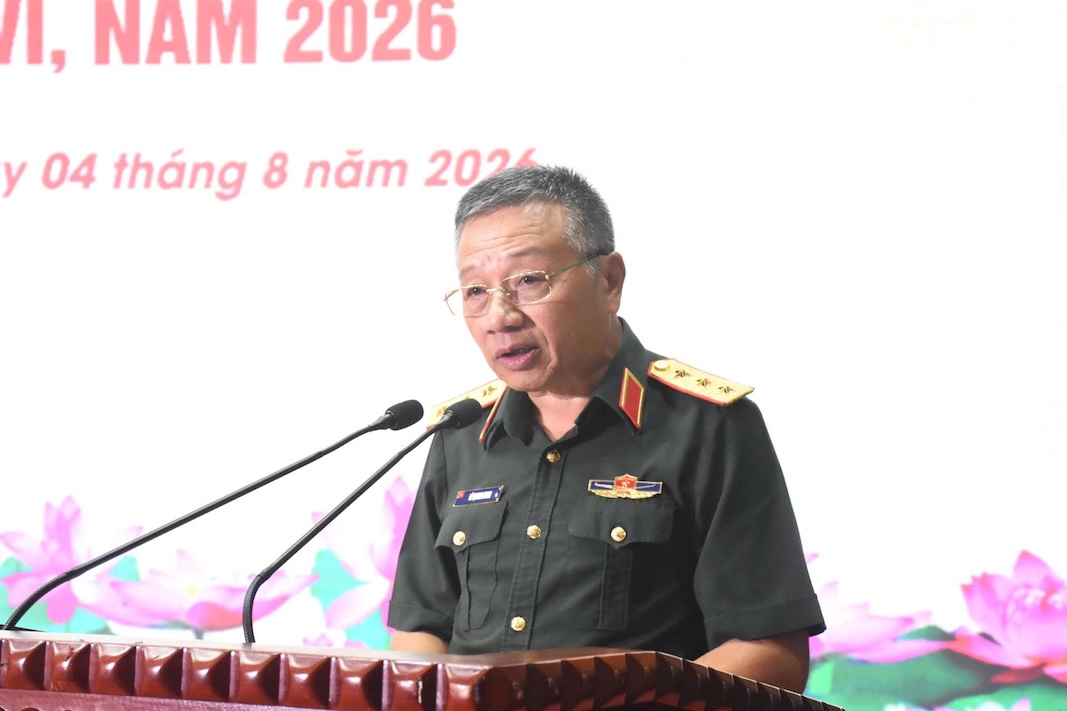 Thượng tướng Lê Quang Minh – Phó Chủ nhiệm Tổng cục Chính trị Quân đội Nhân dân Việt Nam phát biểu khai mạc Hội thi. Ảnh: Kim Anh