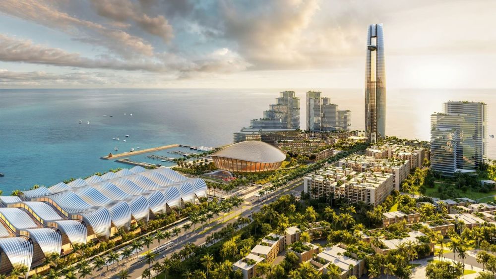 Cụm công trình phục vụ Tuần lễ cấp cao APEC 2027 đang được gấp rút triển khai tại Phú Quốc. Ảnh: Sun Group