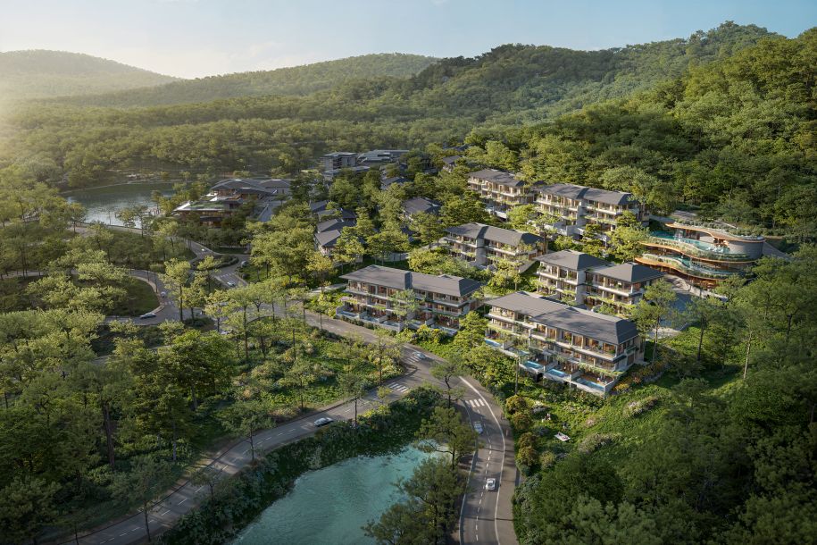 Kề cận Onsen Wellness Center, Camellia Residences nối dài tinh thần Private Retreat Living từ miền nghỉ dưỡng riêng tư đến nghệ thuật khoáng nóng giữa rừng thông. Ảnh: BIM